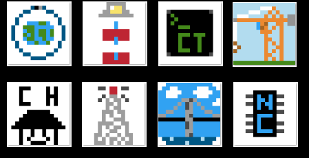 Examples of the company logos in Data Center Tycoon